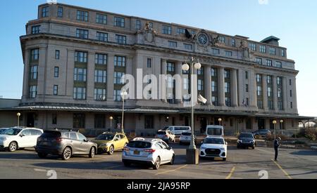 Historic French Renaissance style building of Delaware, Lackawanna and Western Railroad Station, Scranton, PA, USA Stock Photo