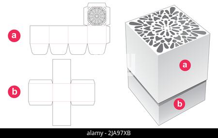 packaging box die cut template and 3D mockup Stock Vector