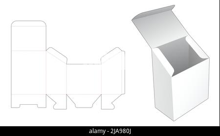 packaging box die cut template and 3D mockup Stock Vector