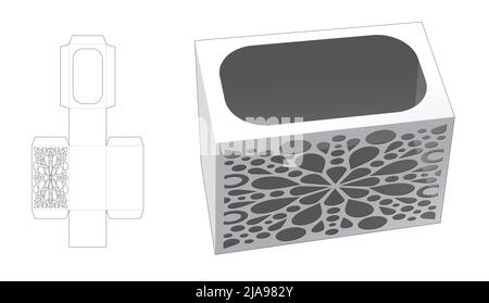 packaging box die cut template and 3D mockup Stock Vector