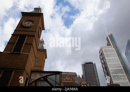 London, Great Britain-April 1,2022: Liverpool Street station, also known as London Liverpool Street,is a central London railway terminus and connected Stock Photo