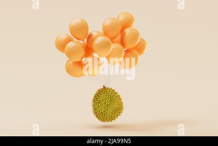 The fruit durian, delicious fruit, 3d rendering. Computer digital drawing. Stock Photo