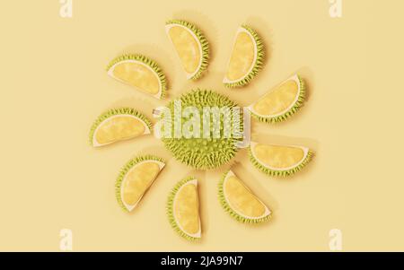 The fruit durian, delicious fruit, 3d rendering. Computer digital drawing. Stock Photo