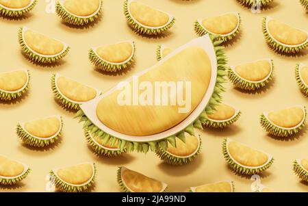 The fruit durian, delicious fruit, 3d rendering. Computer digital drawing. Stock Photo