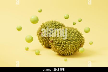 The fruit durian, delicious fruit, 3d rendering. Computer digital drawing. Stock Photo