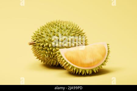 The fruit durian, delicious fruit, 3d rendering. Computer digital drawing. Stock Photo