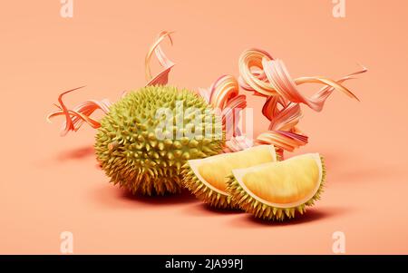 The fruit durian, delicious fruit, 3d rendering. Computer digital drawing. Stock Photo