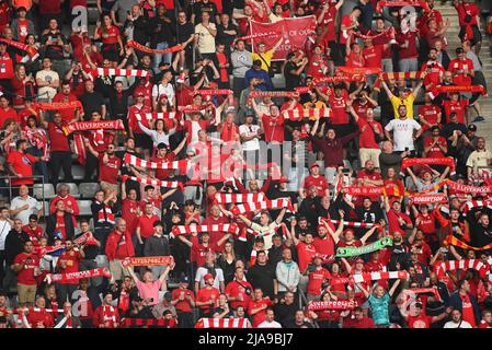 Saint Denis, France. 28th May, 2022. Liverpool fans during UEFA Champions League final match between Liverpool FC and Real Madrid at Stade de France in Saint-Denis, north of Paris, France on May 28, 2022. Photo by Christian Liewig/ABACAPRESS.COM Credit: Abaca Press/Alamy Live News Stock Photo