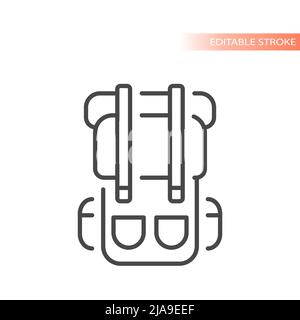 Trekking bag or backpack line vector icon. Hiking and outdoors outlined symbol. Stock Vector