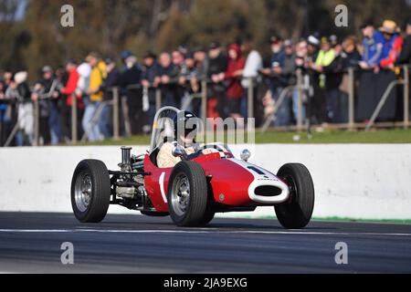 Winton, Australia. 29 May, 2022.  David Reid lines up on the grid in the 1959 Cooper Porsche for the Historic Winton Coad Memorial Trophy Race. Historic Winton is Australia's largest and most popular all-historic motor race meeting. Credit: Karl Phillipson/Optikal/Alamy Live News Stock Photo