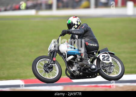 Winton, Australia. 29 May, 2022. David Philpots's 1942 Harley Davidson WLA. Harley v Indian Hand Shift Battle All Vintage Class at Winton Raceway. Historic Winton is Australia's largest and most popular all-historic motor race meeting. Credit: Karl Phillipson/Optikal/Alamy Live News