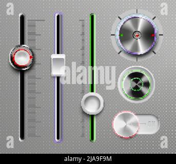 Dashboard control user interface elements realistic set isolated on transparent background vector illustration Stock Vector