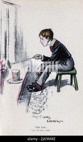 Lewis Baumer illustration entitled The Fag-sic vos non vobis. Schoolboy ...