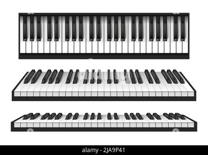 Keyboards of classic piano instrument realistic set isolated on white background vector illustration Stock Vector