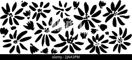 Simple spring flowers hand drawn vector set. Stock Vector