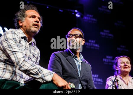 Hay on Wye, Wales, UK. 29th May, 2022. Lenny Henry at the Hay Festival talks about My Name is Leon with cast members at the 35th Hay Festival. Credit: Tracey Paddison/Alamy Live News Stock Photo