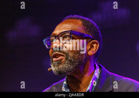 Hay on Wye, Wales, UK. 29th May, 2022. Lenny Henry talks about My Name is Leon at the 35th Hay Festival. Credit: Tracey Paddison/Alamy Live News Stock Photo
