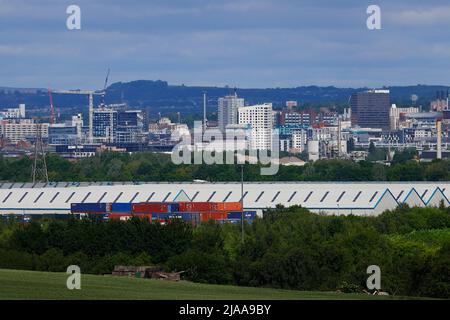 A view across Leeds City Centre from Rothwell Stock Photo