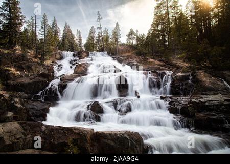 Lower Glen Alpine Falls in the Tahoe National Forest - Eldorado County, California, USA. Stock Photo