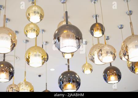 down light ceiling lamp hanging interior lighting decoration in modern building Stock Photo