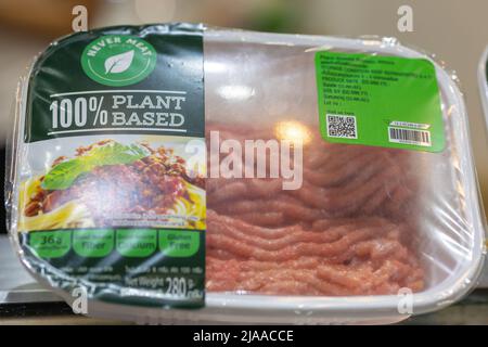 plant based animal meat free food products for vegan.25 May 2022, Bangkok,Thailand Stock Photo