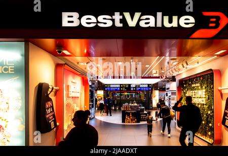 Best Value BV duty free shop inside the Henri Coandă International Airport, OTP, Otopeni, Bucharest, Romania Stock Photo