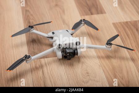Torquay, UK. Sunday 29 May 2022. A look at the new DJI 3 Mini Pro Drone, recently released in UK. Stock Photo