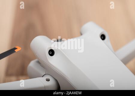 Torquay, UK. Sunday 29 May 2022. A look at the new DJI 3 Mini Pro Drone, recently released in UK. Stock Photo