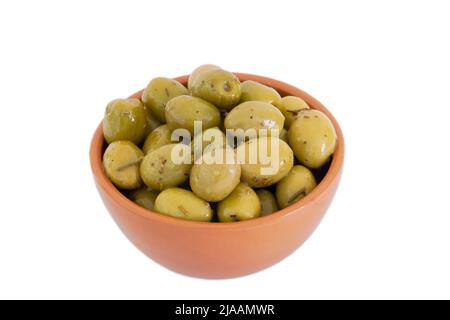 bowl of olive on white background Stock Photo