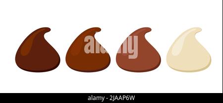 Chocolate chips for baking vector icon set. Stock Vector