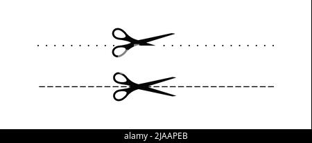 Scrissors cut dotted line mark icon set vector illustation. Stock Vector