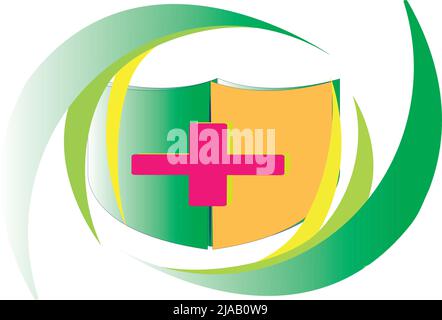 Shield and Cross. Health Vector Logo Stock Vector
