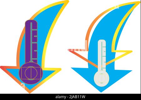 Two kind of Thermometers and Bow icon. Blue thermometer to check up your condition. Stay health. Health Vector Logo. Best commercial use Stock Vector