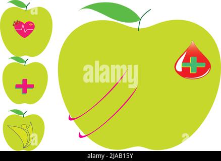 Green apple is Health Fruit. Health Vector Logo. Best quality and high use Stock Vector