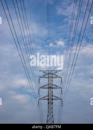 High Voltage Electric Transmission Tower Energy Pylon Stock Photo