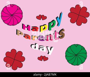 Happy family day modern creative banner, sign, design concept, template with colorful text on a pink background Stock Vector