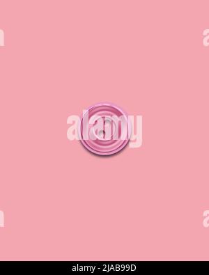 Pink button on the calming coral background Stock Photo