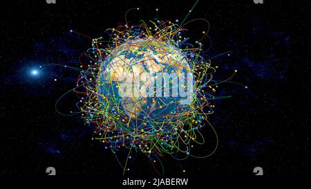 3d rendering. Planet earth and connections Stock Photo