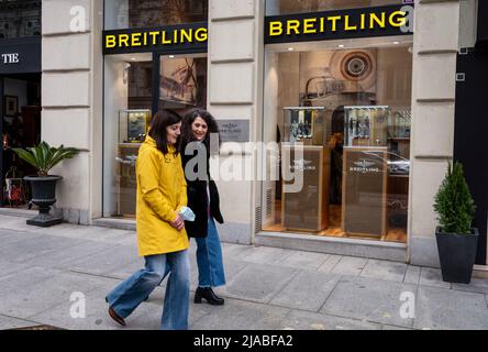 A shopper walks past the Swiss luxury watchmaker brand, Longines store seen  in Hong Kong. (Photo by Budrul Chukrut / SOPA Images/Sipa USA Stock Photo -  Alamy