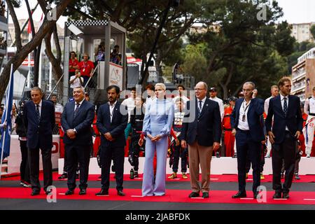 BEN SULAYEM Mohammed (uae), President of the FIA, Charlene Wittstock, Albert II, Prince de Monaco, DOMENICALI Stefano (ita), Chairman and CEO Formula One Group FOG, portrait during the Formula 1 Grand Prix de Monaco 2022, 7th round of the 2022 FIA Formula One World Championship, on the Circuit de Monaco, from May 27 to 29, 2022 in Monte-Carlo, Monaco - Photo: Julien Delfosse / Dppi/DPPI/LiveMedia Stock Photo