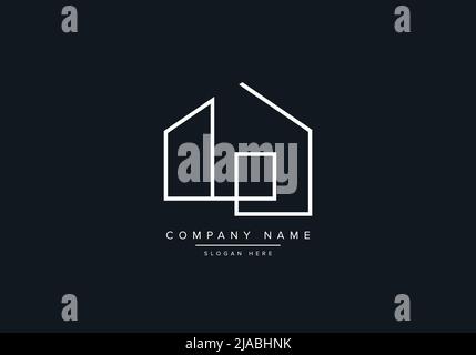 line art building construction logo or design vector Stock Vector