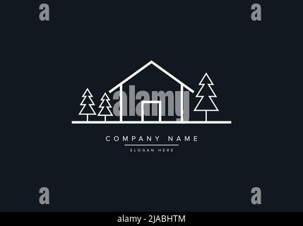 real estate line art home or mountain logo vector Stock Vector