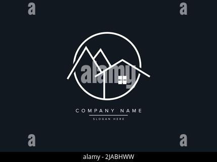 mountain or home line art logo design Stock Vector