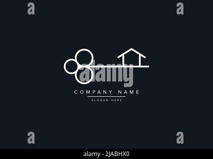 line art logo icon of a house or home with key Stock Vector