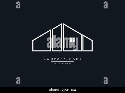 A line art icon logo of a house / home with a leaf circle Stock Vector ...