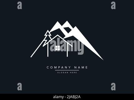 real estate line art home or mountain logo vector Stock Vector