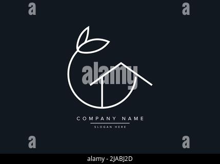 real estate house logo in leaf with tree Stock Vector