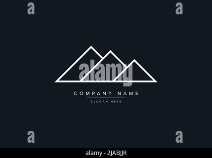 Line art logo icon of a mountain Stock Vector
