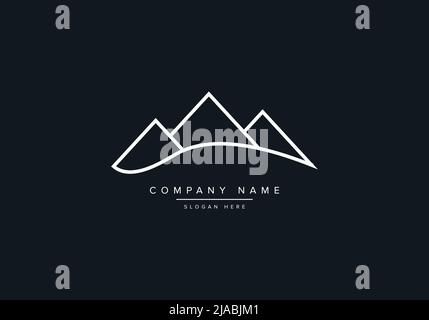 Line art logo icon of a mountain Stock Vector