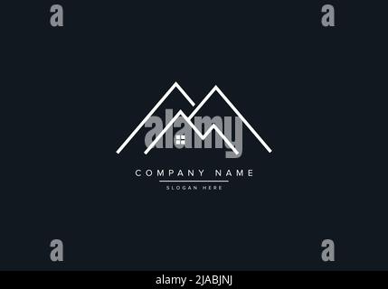 Line art logo icon of a mountain Stock Vector